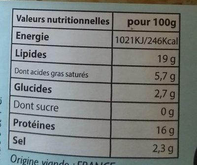 Terrine Au Vin Jaune Salaisons Thaurin 200 G - Nutrition facts - fr