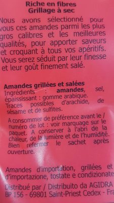 Amandes grillees salees - Ingredients - fr