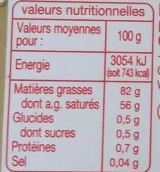 Beurre tendre doux - Nutrition facts - fr