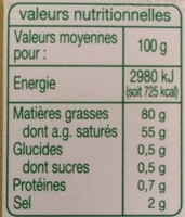 Beurre tendre demi-sel - Nutrition facts - fr