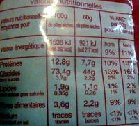 Pâtes petits paniers de qualité supérieure - Nutrition facts - fr
