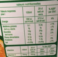 Pur Jus d'orange Avec Pulpe - Nutrition facts - fr