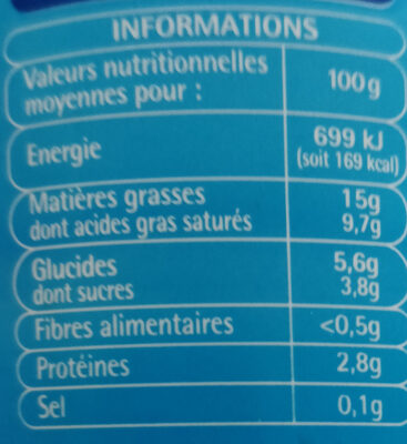 Crème fraîche épaisse - Nutrition facts - fr