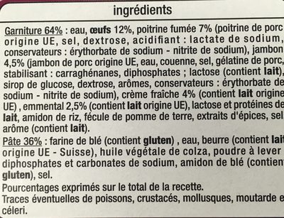 Mini Quiches Lorraine Oeufs + Crème Fraîche - Ingredients - fr