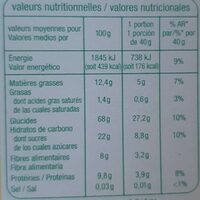 Croustillant livret graines de courge - Nutrition facts - fr