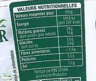 Mon moment fromager - Ail & Fines Herbes - Nutrition facts - fr
