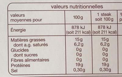Steaks hachés pur bœuf - Nutrition facts - fr