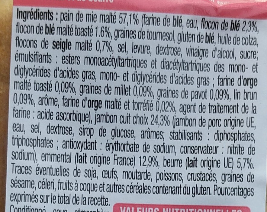 Jambon emmental - Ingredients - fr
