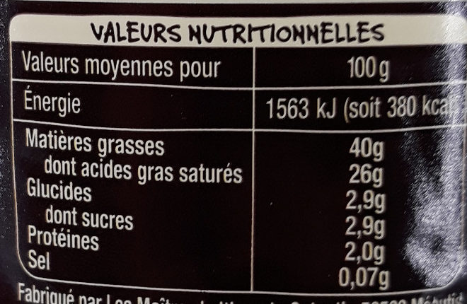 Crème fraîche d'Isigny - Nutrition facts - fr