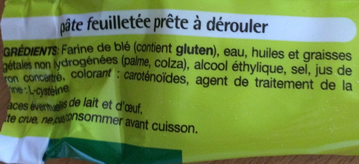 Pâte Feuilletée - Ingredients - fr