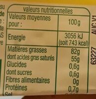 Beurre moulé doux bio - Nutrition facts - fr