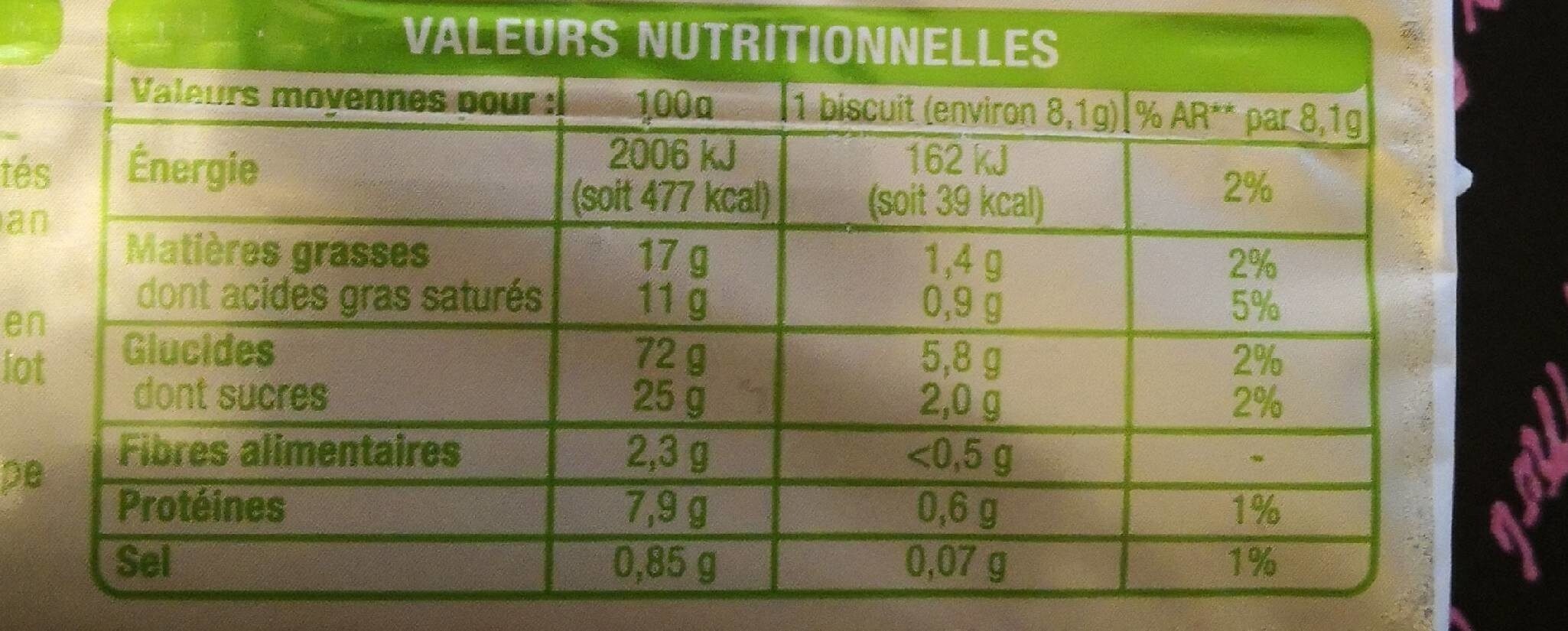 Petits beurres BIO sel de guérande - Nutrition facts - fr