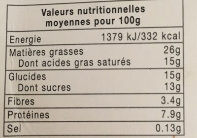 Mousse chocolat noir intense - Nutrition facts - fr