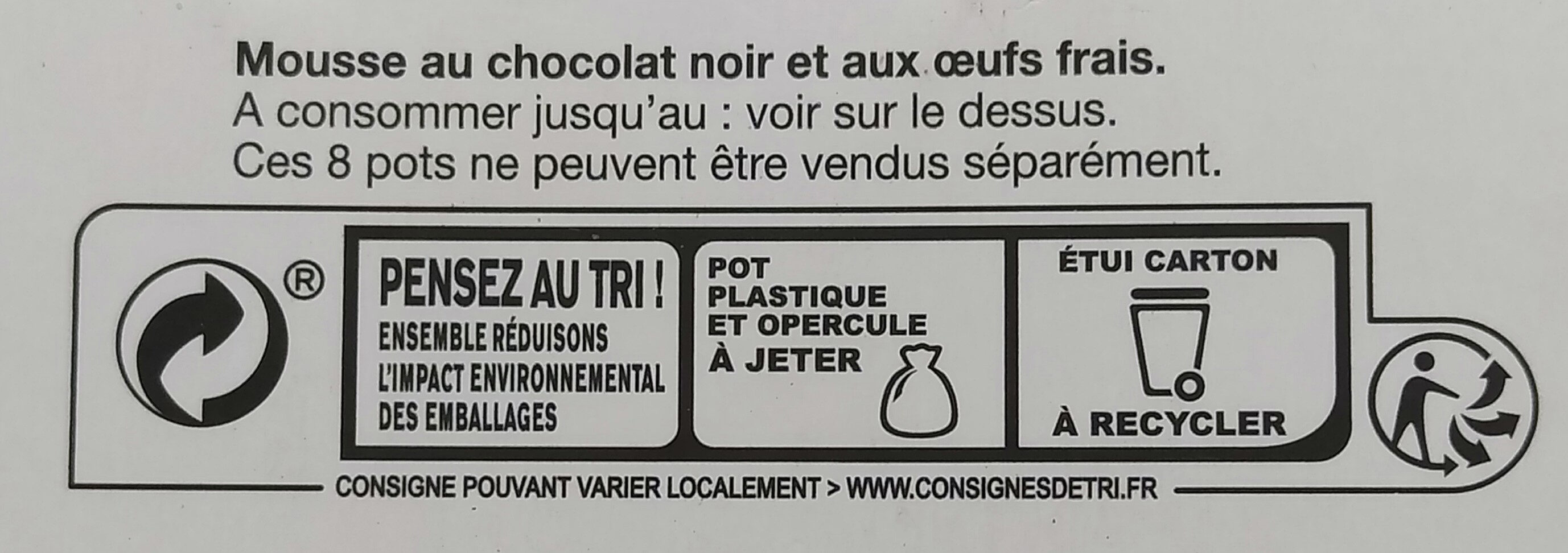 Mousse chocolat noir intense - Recycling instructions and/or packaging information - fr