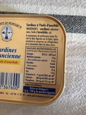 Sardine a l’ancienne huile d’arachide - Ingredients - fr