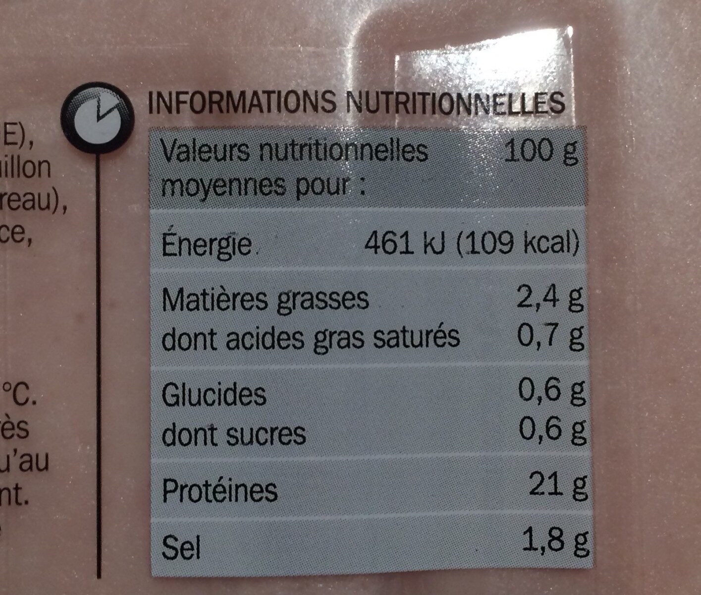 Blanc de poulet 6 tranches - Nutrition facts - fr