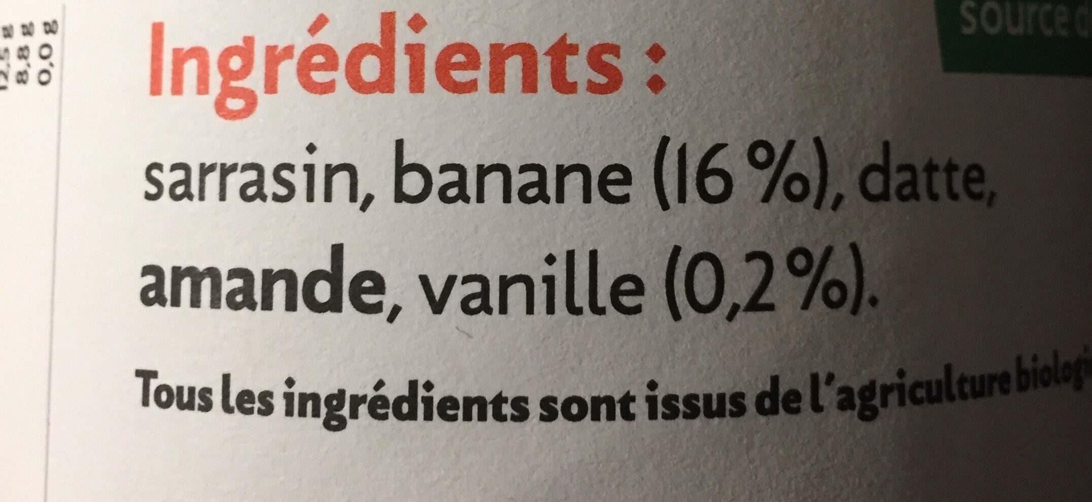 Muesli croustillant banane-vanille Kokoji - Nutrition facts - fr