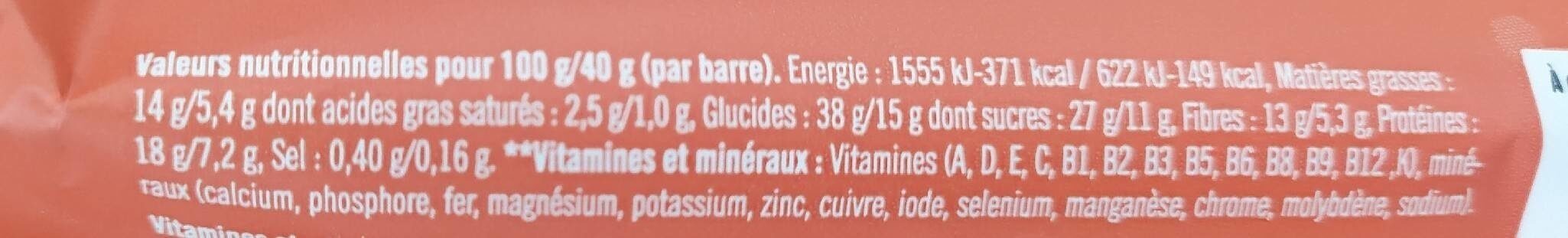 Raw barre cacahuète. Vitamines shot. - Ingredients - fr