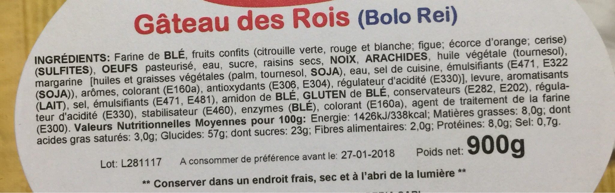 Gâteau des Rois - Nutrition facts - fr