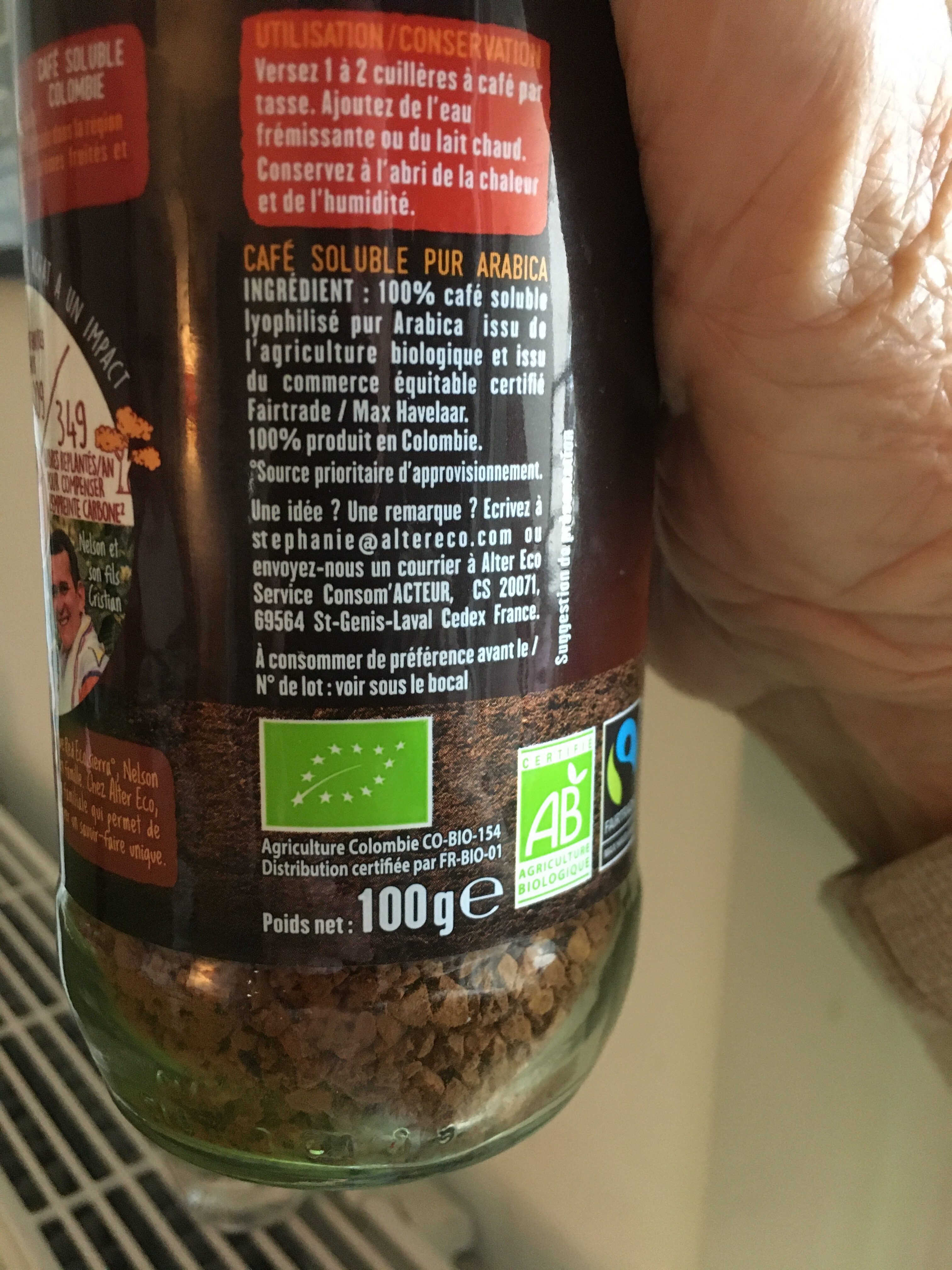 Pur Arabica Colombie - Nutrition facts - fr