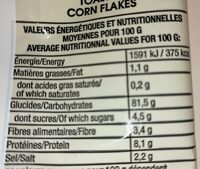 Corn flakes - Nutrition facts - fr