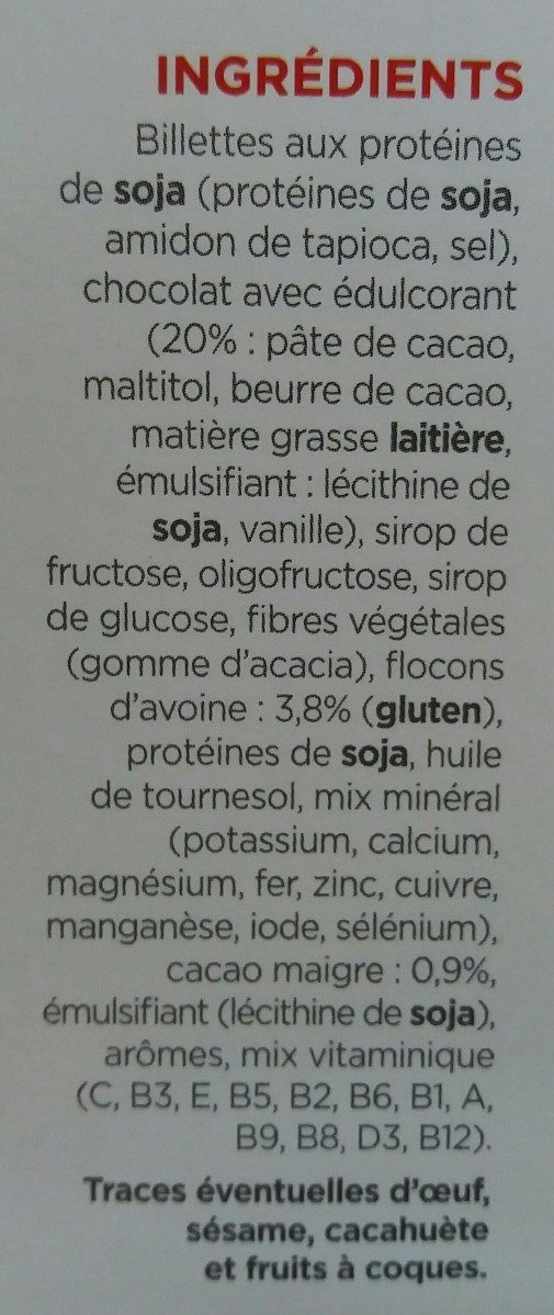Insudiet Barre Croustillante Chocolat Céréales X - Ingredients - fr