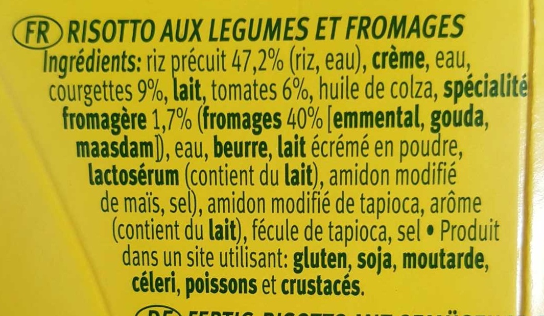 Risotto aux légumes et fromage - Ingredients - fr