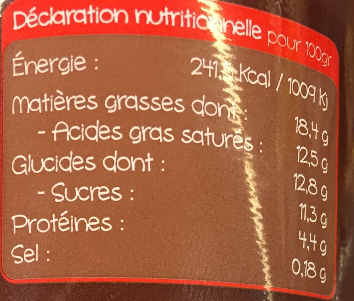Mousse au chocolat aux oeufs by Norbert - Nutrition facts - fr