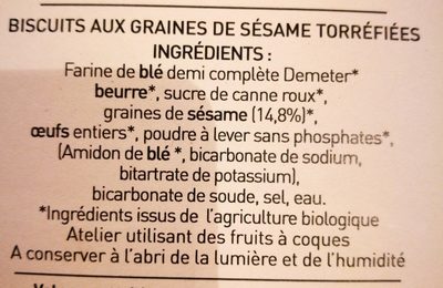 Biscuits aux graines de sésame torréfiées - Ingredients - fr