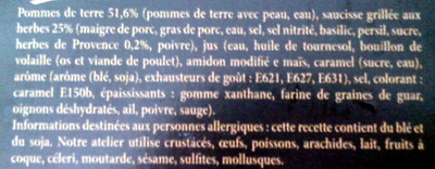 Saucisses grillées aux herbes pommes de terre - Ingredients - fr