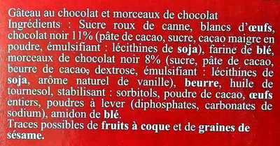 Le moelleux au chocolat - Ingredients