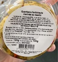 Quartiers d’Artichauts marinés au Basilic - Nutrition facts - fr