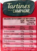 Tartines spécial campagne - Nutrition facts - fr