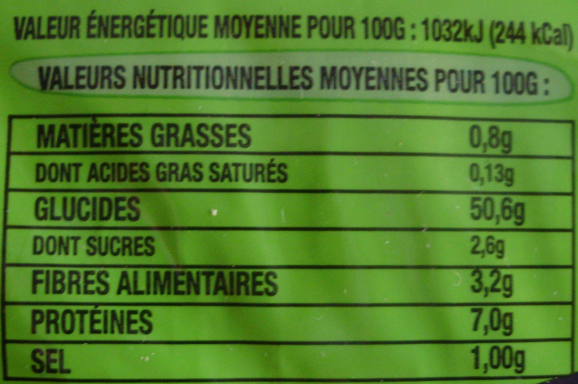 Pavé au levain - Nutrition facts - fr