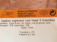 Jambon superieur cuit fumé - Ingredients - fr