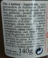Onctueux de Caramel Framboises - Ingredients - fr