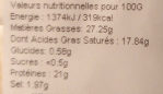 Maroilles Fermier au lait cru - Nutrition facts - fr