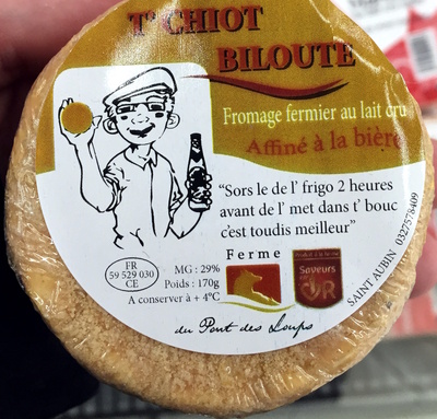 T'chiot Biloute affiné à la bière (29% M.G) - Product - fr