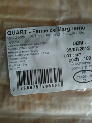 Maroilles Fermier - Ingredients - fr