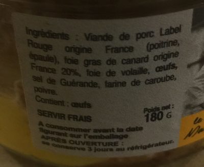 Authentique paté du quercy - Ingredients - fr