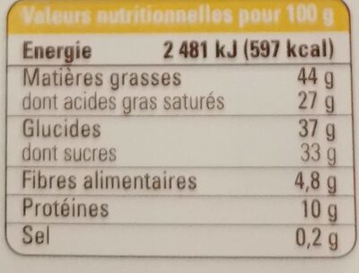 Chocolat lait commerce équitable - Nutrition facts - fr