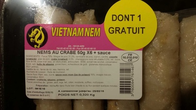 Nems au crabe  500 X 6 + sauce - Product - fr