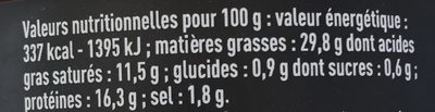 Pâté de campagne au sel de Guérande - Nutrition facts - fr