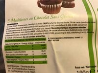 Madeleines au chocolat - Nutrition facts - fr