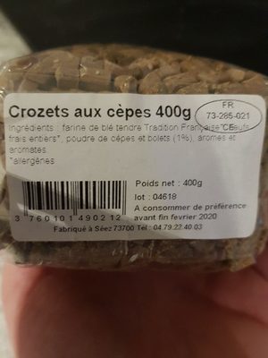 Crozets de Savoie aux cèpes - Ingredients - fr