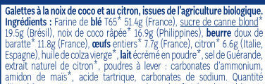 Galette noix de coco citron - Ingredients - fr