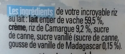 Riz au lait vanille de Madagascar 400g - Ingredients - fr