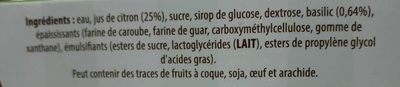 Sorbet citron basilic - Ingredients - fr
