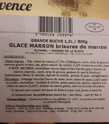 Glace marrons beisures de marrons - Nutrition facts - fr