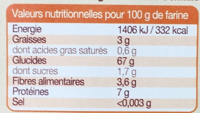 Farine complète de riz bio sans gluten - Nutrition facts